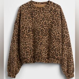 Gap VintageSoft Wedge Crewneck Sweatshirt Leopard Print